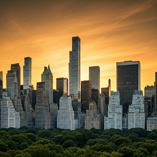 New York skyline at golden hour
