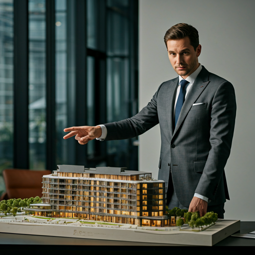 Luxury real estate consultant in a modern office